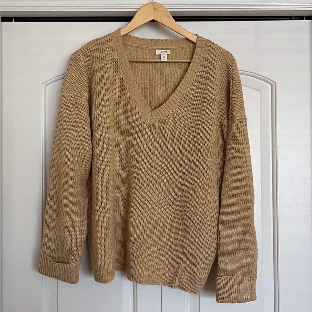 Tan v neck sweater